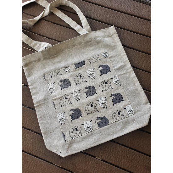 Printed semi-linen shopping bag "Sheep"